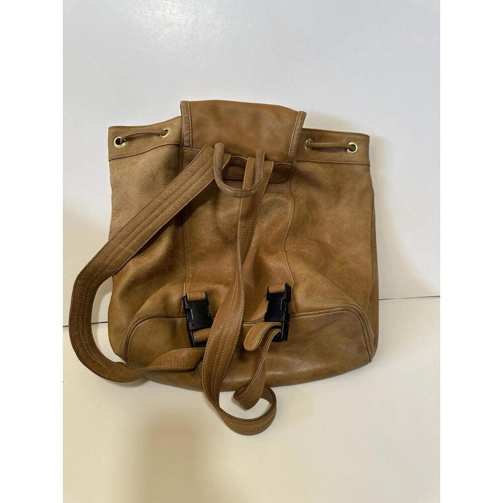 VTG Boulder Ridge Brown Soft Leather Drawstring Backpack - Picture 5 of 7